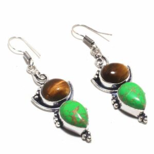 Tiger Eye and Copper Turquoise Earrings