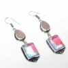 Silver Rainbow Topaz and Rose Quartz Earrings