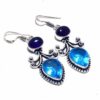 Silver Blue Topaz and Tanzanite Earrings