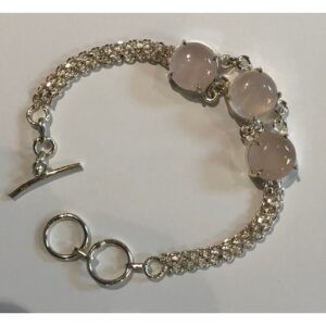 Rose Quartz Silver Bracelet