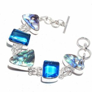 Abalone Shell and Blue Topaz Silver Bracelet