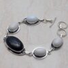 Obsidian and White Opal Silver Bracelet