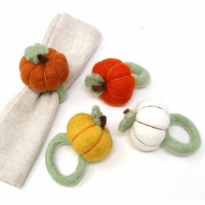 Set of 4 Pumpkin Felted Napkin Rings