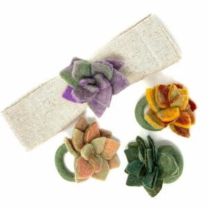 Set of 4 Succulent Felted Napkin Rings