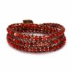 Stone long leather wrap red bracelet