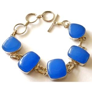 Blue Chalcedony Sterling Silver Bracelet
