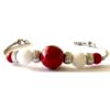 Sterling Silver Bracelet with Coral and White Onyx