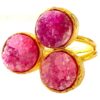 Ring - Gold Plated with Pink Druzy Stones