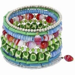 10 Turn Glass and Ceramic Beads Bracelet