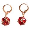 Gold Plated Earrings - Red Stones