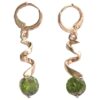 Gold Plated Earrings - Green Cubic Zirconia