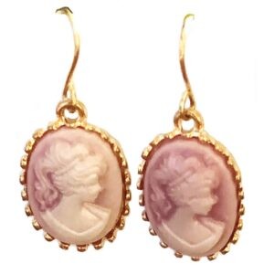 Gold Plated Earrings – Glass Cameo