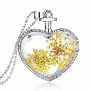 Pendant – Heart-Shaped Glass with Real Flowers